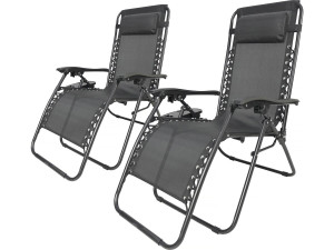 Lot de 2 Fauteuils de jardin inclinable zéro gravité "Sintra" - Noir