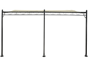 Pergola tonnelle adossée en métal - 3 x 4 m - Beige