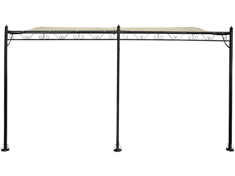 Pergola tonnelle adossée en métal - 3 x 4 m - Beige