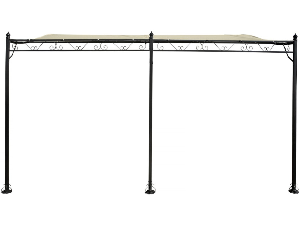 Pergola tonnelle adossée en métal - 3 x 4 m - Beige