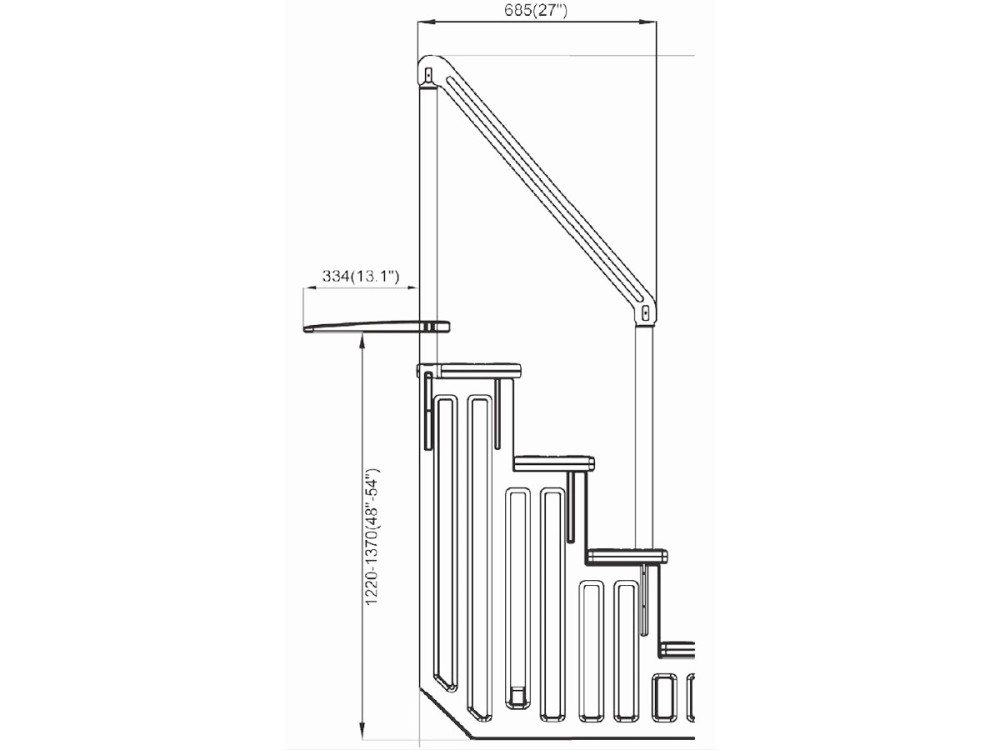 Escalier simple pour piscine en plastique