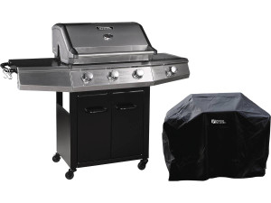 Barbecue Gaz "Bingo 4" - 4 brûleurs dont 1 latéral - 14kW + Housse protection - Noir