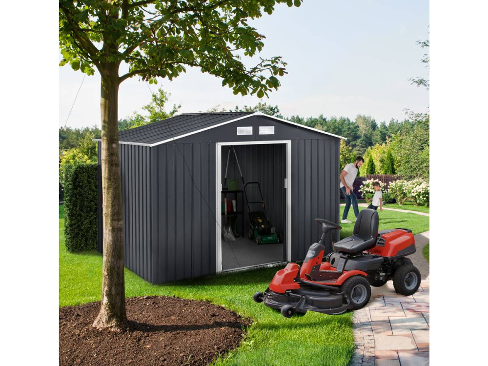 Abri de jardin métal "Vegas" - 5,29 m2 (4,83 m2 au sol) - Gris