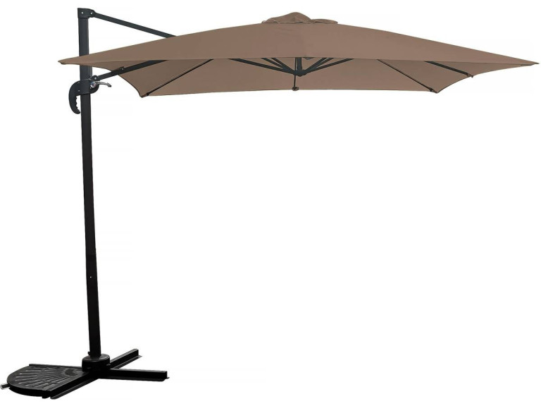 Parasol jardin déporté "Soleil" - Carré - 2.5 x 2.5 m - Taupe
