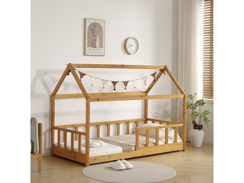 Lit cabane en bois pour enfant "Mila" - 90 x 190 cm - Marron