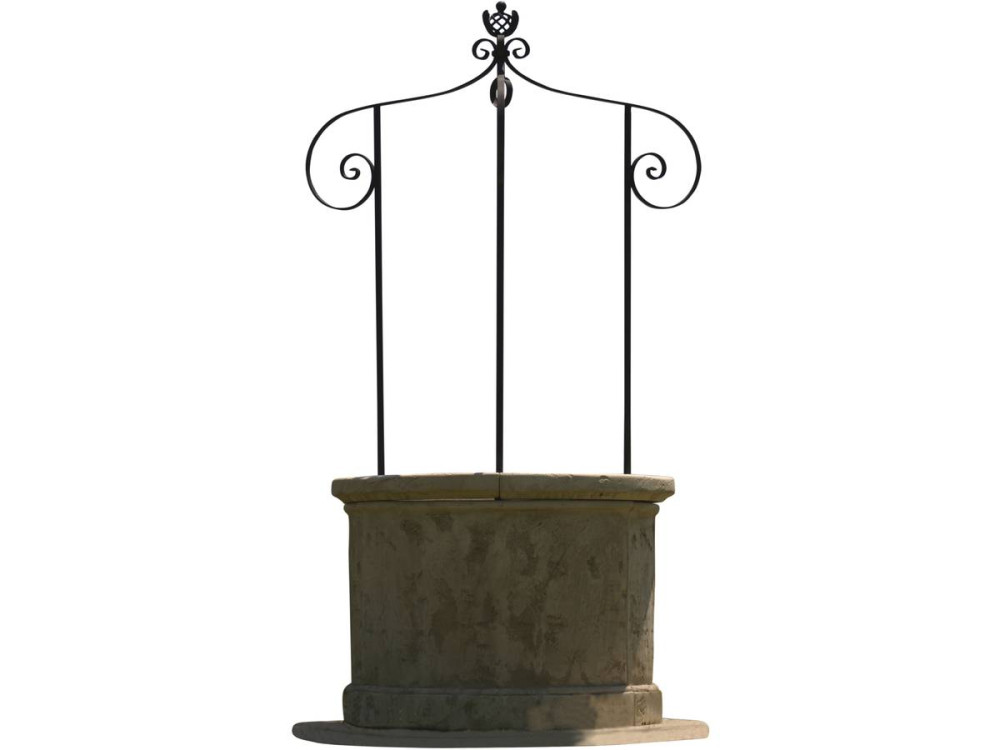 Puits de jardin -  diamètre 120 x 210 cm - Hauteur du corps en pierre : 78 cm - Diamètre intérieur 77 cm