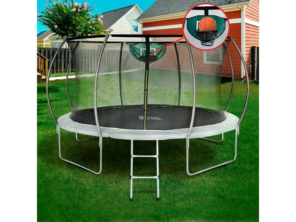 Trampoline avec filet intérieur "jumper" - Ø 4,25 m - Gris