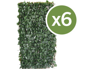 Lot de 6 Clôtures en treillis de saule "Fragon" - 200 x 100 cm - Vert