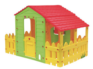 Cabane enfant ferme "Fun" avec jardinet - 185 x 118 x 127 cm