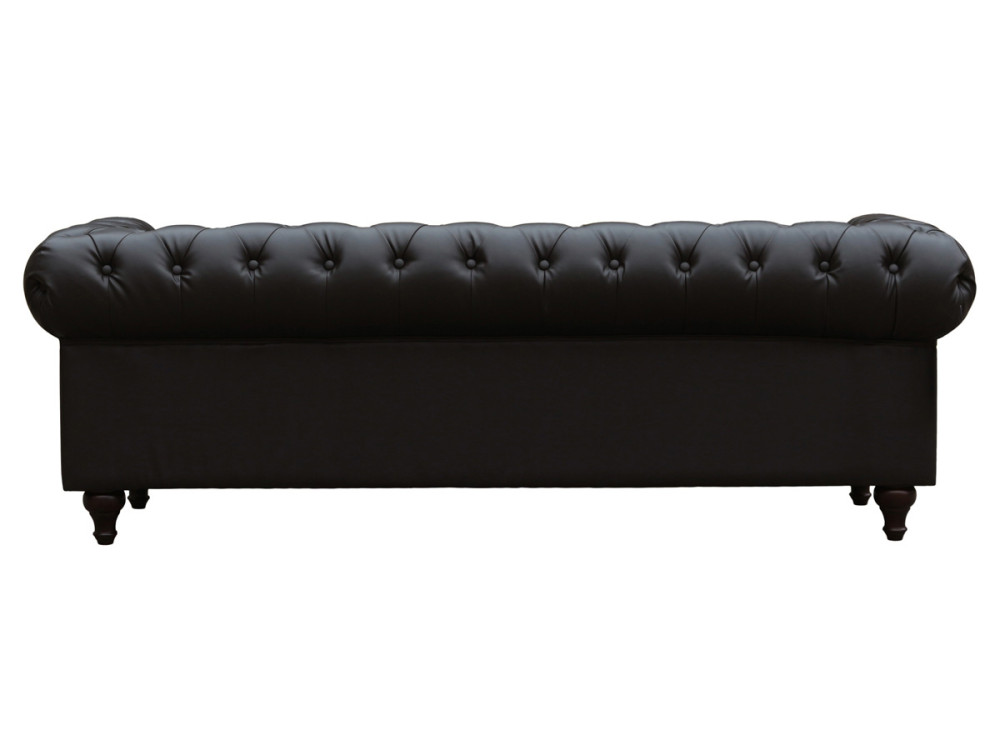 Canapé fixe Chesterfield "Aliza" - 204 x 80 x 58 cm - 3 places - Marron