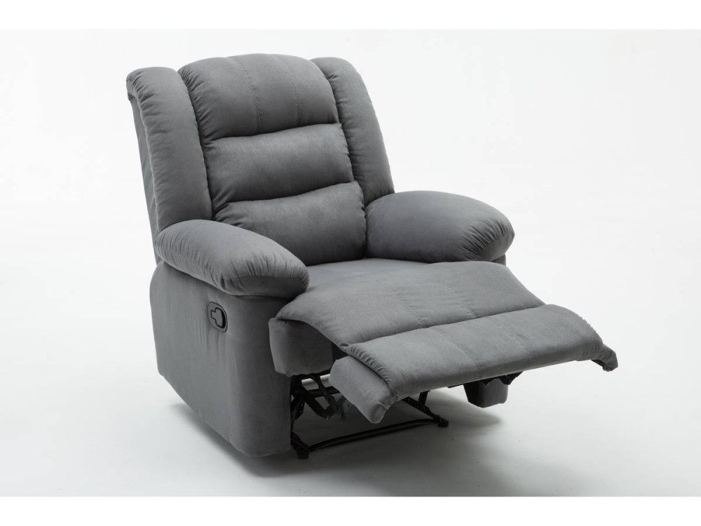 Fauteuil relax "Buckingham" - 85 x 93 x 100 cm - Gris clair