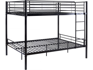 Lit superposé double "Adam" - Sommier inclus - 140 x 190 cm - Noir