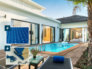 Piscine bois rectangle " Aruba "- 5.00 x 3.00 x 1.24 m + Bâche à bulles 180 µ - Bâche hiver 280 g/m²