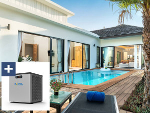 Piscine bois rectangle " Aruba "- 5.00 x 3.00 x 1.24 m + Mini pompe à chaleur 3.5kW - Métal - Gris