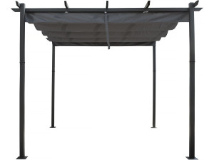 Pergola en aluminium avec toit rétractable - 3 x 3 m - Gris