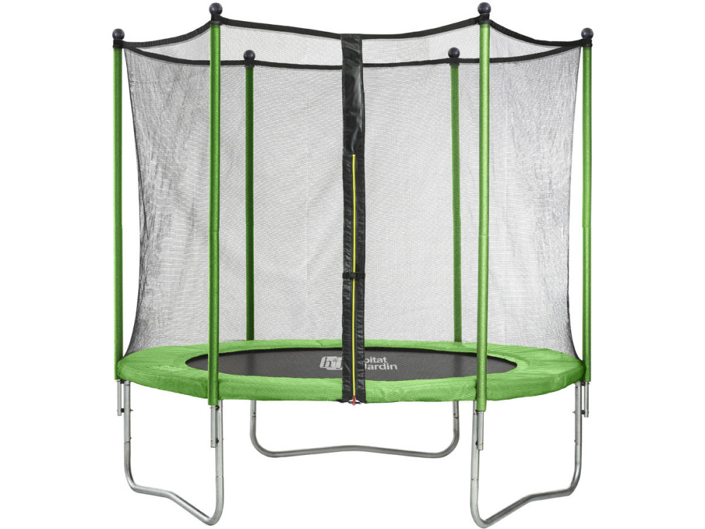 Trampoline "Yoopi" - Ø 3.05 m - Avec filet + échelle + couverture + kit d'ancrage