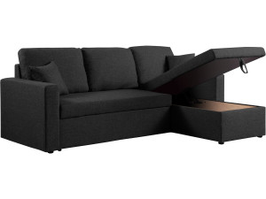 Canapé d'angle convertible/ réversible avec coffre "Alain II" - 3 places - Noir