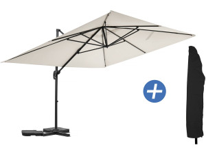 Parasol jardin déporté en aluminium "Sky 4" - 3 x 4 m - Ecru - Avec housse