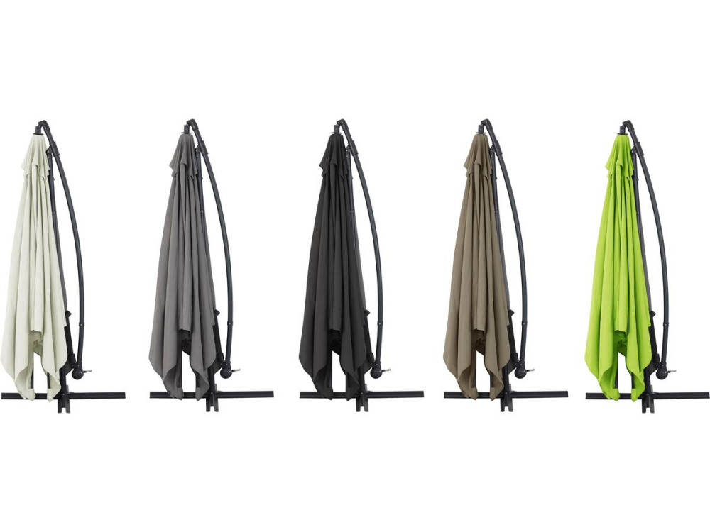 Parasol jardin déporté Alu "Ilios 3" - Carré - 3 x 3 m - Gris - Dalles incluses