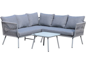 Salon de jardin en corde tressée "Zanzibar" - Gris clair