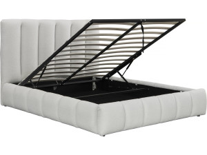 Lit bouclette avec coffre "Annie" - 140 x 190 cm - Blanc