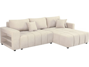 Canapé d'angle convertible tissu chenille 3 places - "Trocadero" - Beige