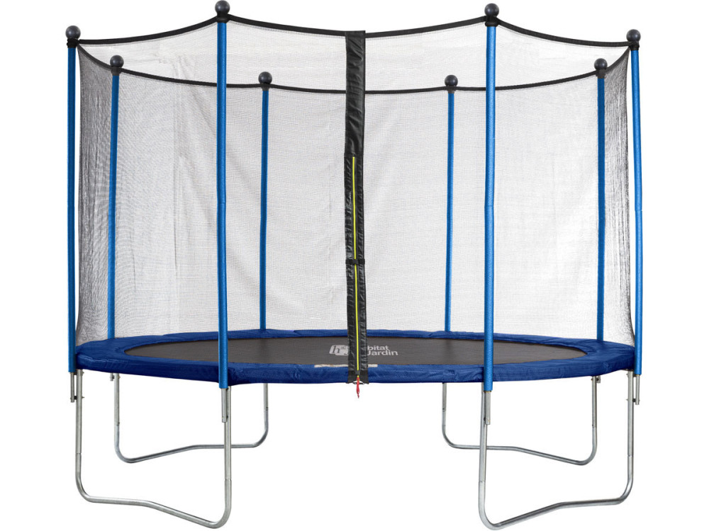 Trampoline "Happy" - Ø 3.65 m m - Avec filet + échelle + couverture + kit d'ancrage