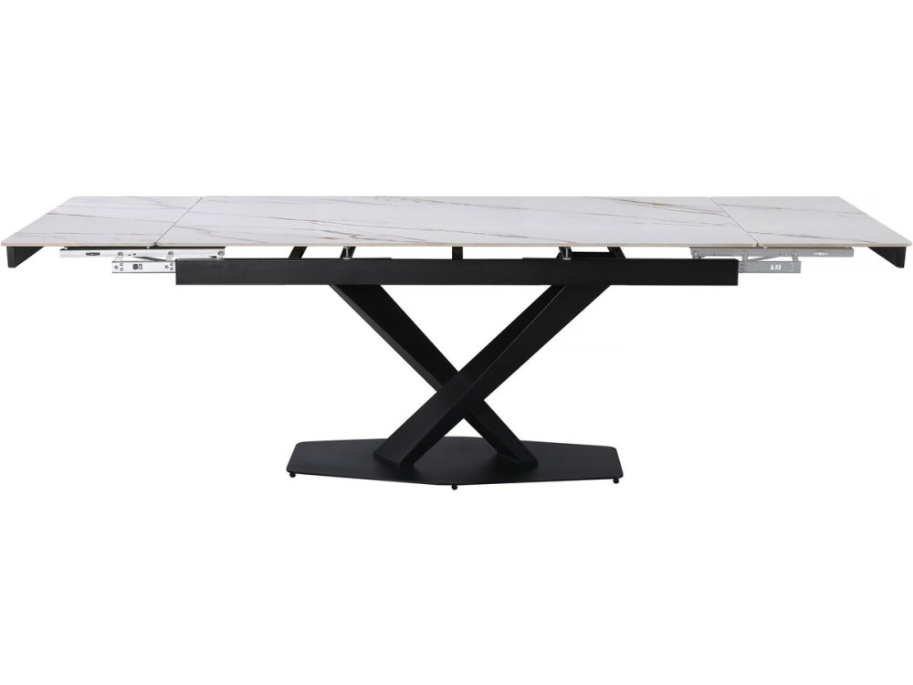 Table à manger extensible en céramique 6 à 10 personnes  "Silence" - Blanc marbré gold