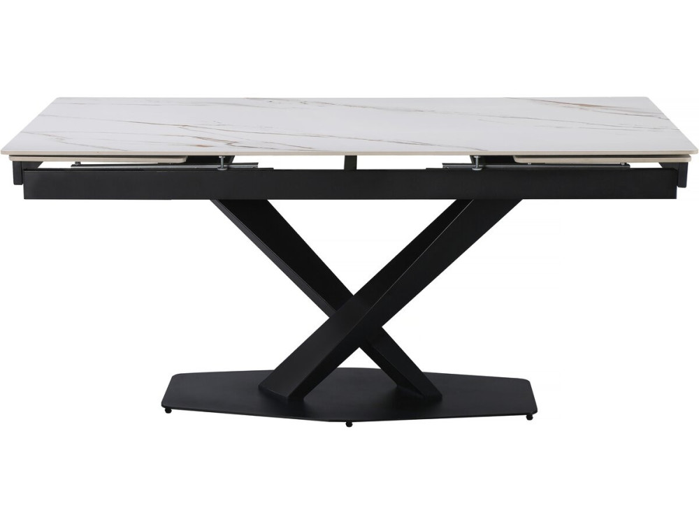 Table à manger extensible en céramique 6 à 10 personnes  "Silence" - Blanc marbré gold