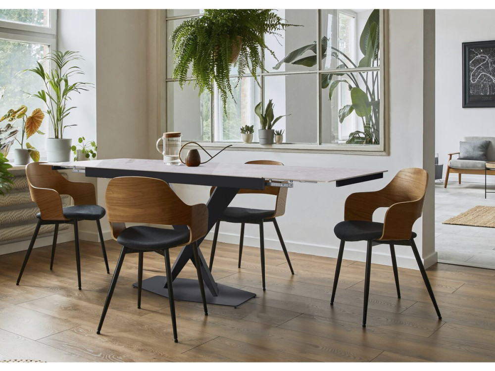 Table à manger extensible en céramique 6 à 10 personnes "Silence" - Gris marbré