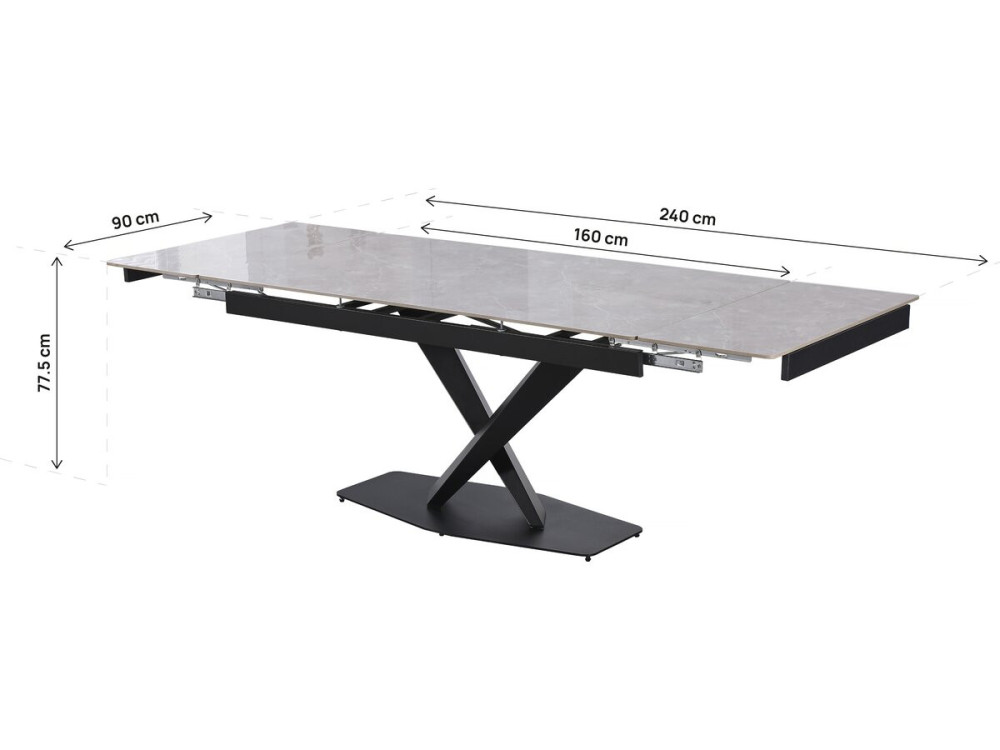 Table à manger extensible en céramique 6 à 10 personnes "Silence" - Gris marbré