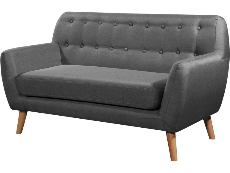 Canapé fixe tissu "Cody" - 145 x 77 x 84 cm - 2 places - Gris