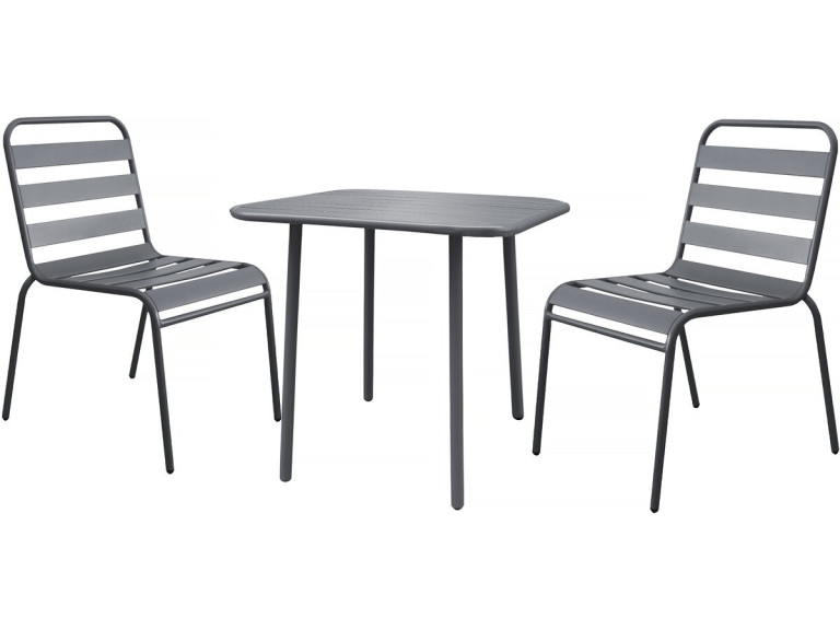 Table et chaises de jardin en métal "Bilbao" - 2 places - Gris