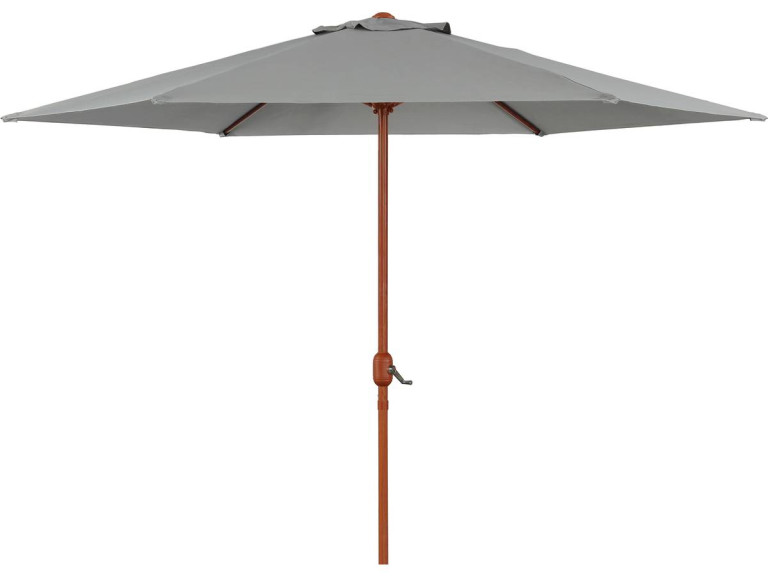 Parasol jardin droit Alu finition bois "Luz" - Rond - Ø 3m - Gris