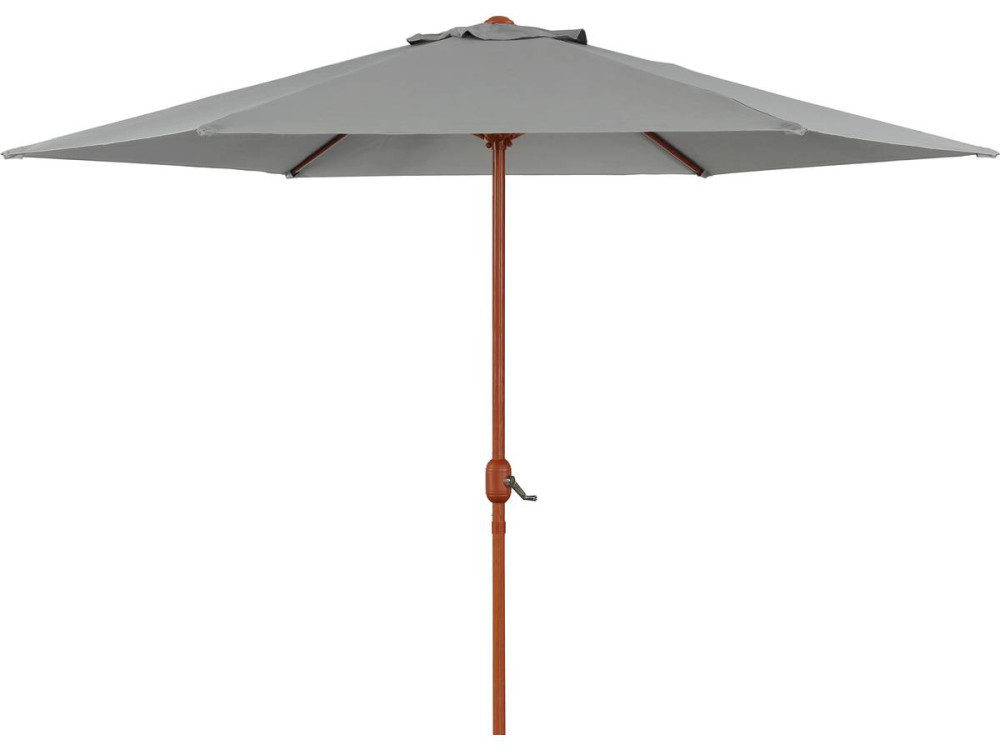 Parasol jardin droit Alu finition bois "Luz" - Rond - Ø 3m - Gris