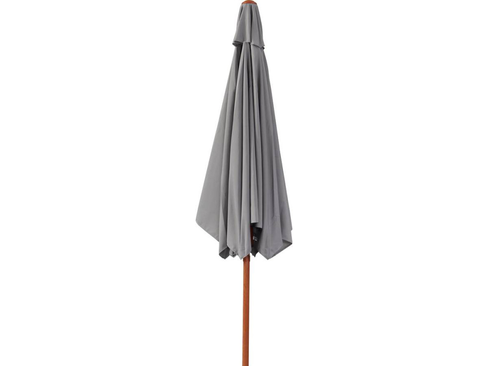 Parasol jardin droit Alu finition bois "Luz" - Rond - Ø 3m - Gris