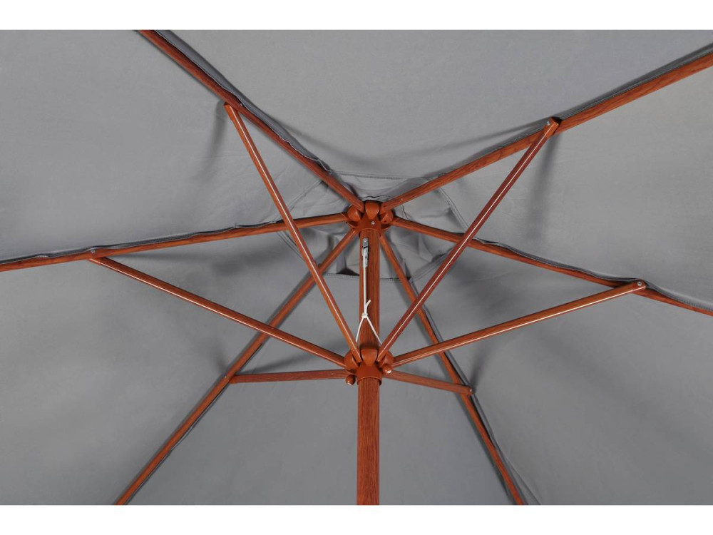 Parasol jardin droit Alu finition bois "Luz" - Rond - Ø 3m - Gris