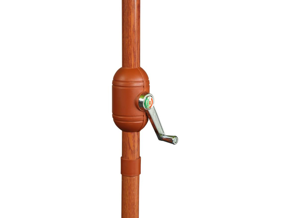 Parasol jardin droit Alu finition bois "Luz" - Rond - Ø 3m - Gris