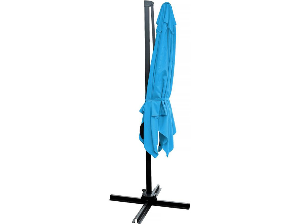 Parasol jardin déporté "Soleil" - Carré - 2.5 x 2.5 m - Bleu + Housse de protection