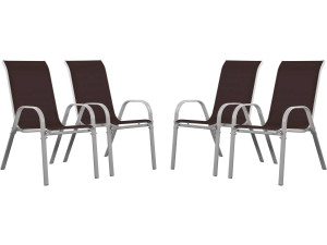Fauteuil jardin Textilène "Cordoba" - Phoenix - Taupe - Lot de 4