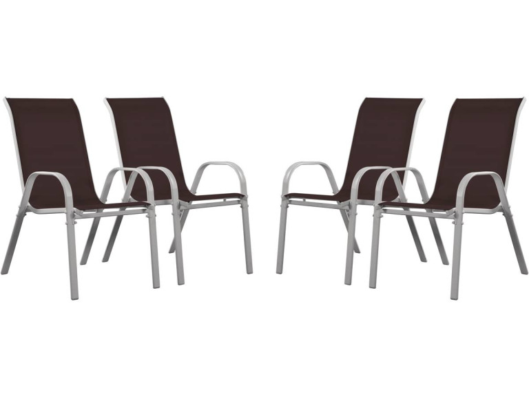 Fauteuil jardin Textilène "Cordoba" - Phoenix - Taupe - Lot de 4