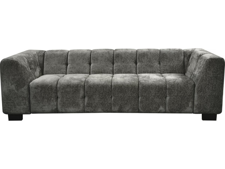 Canapé droit design en tissu chenille 3 places "Foch"- Gris