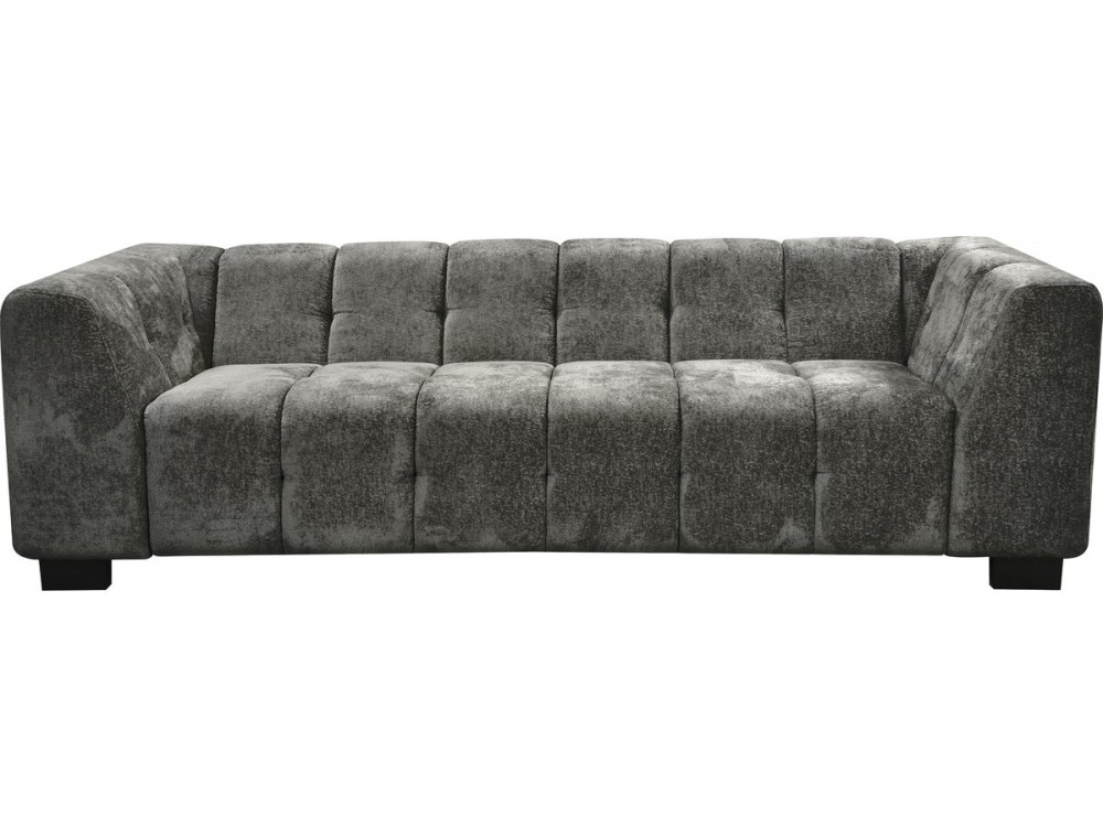 Canapé droit design en tissu chenille 3 places "Foch"- Gris