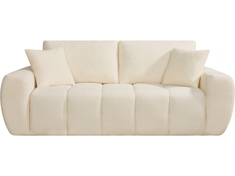 Canapé droit en tissu style bubble "Léonie" - 3 places - Beige