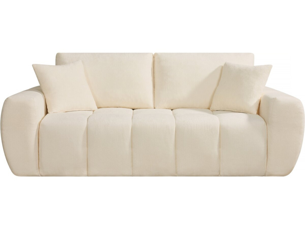 Canapé droit en tissu style bubble "Léonie" - 3 places - Beige