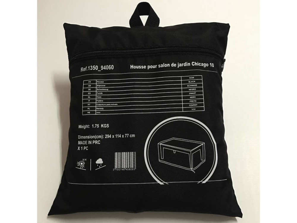 Housse de protection pour salon de jardin - 294 x 114 x 77 cm - Noir