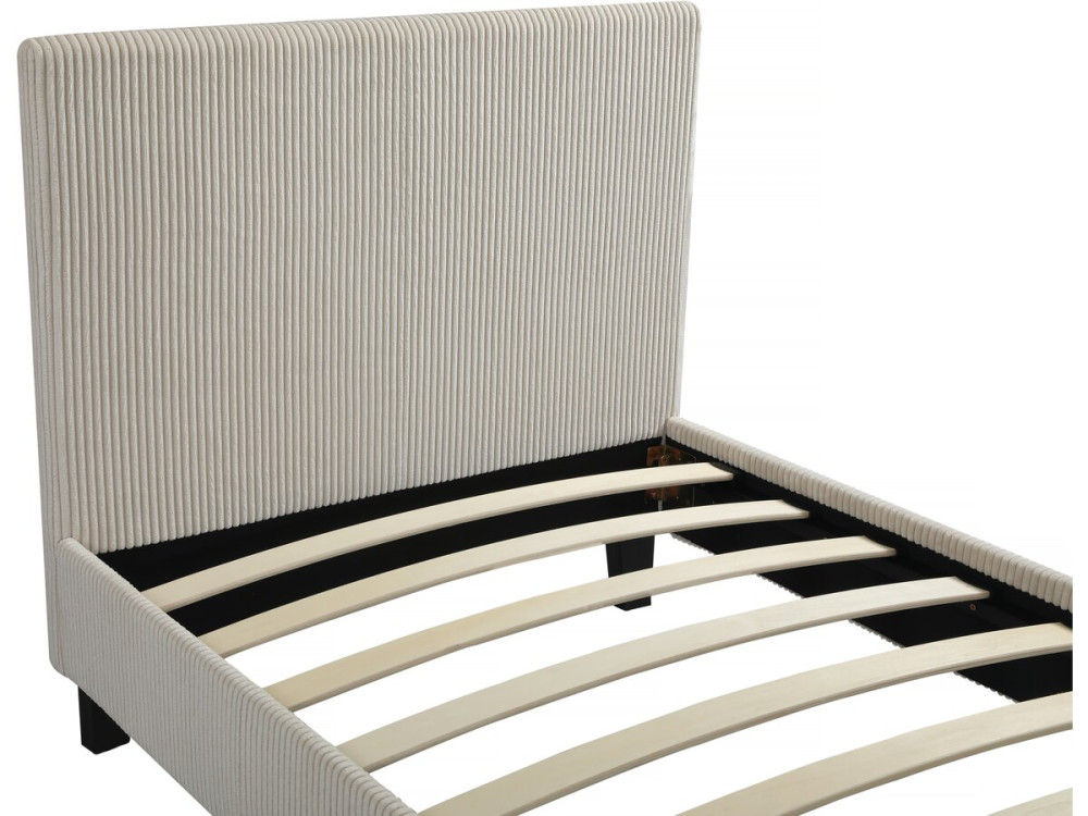 Lit simple en velours cotelé "Ambre" - 90 x 190 - Beige