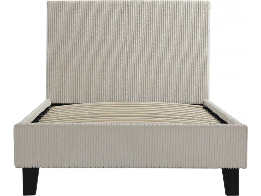 Lit simple en velours cotelé "Ambre" - 90 x 190 - Beige