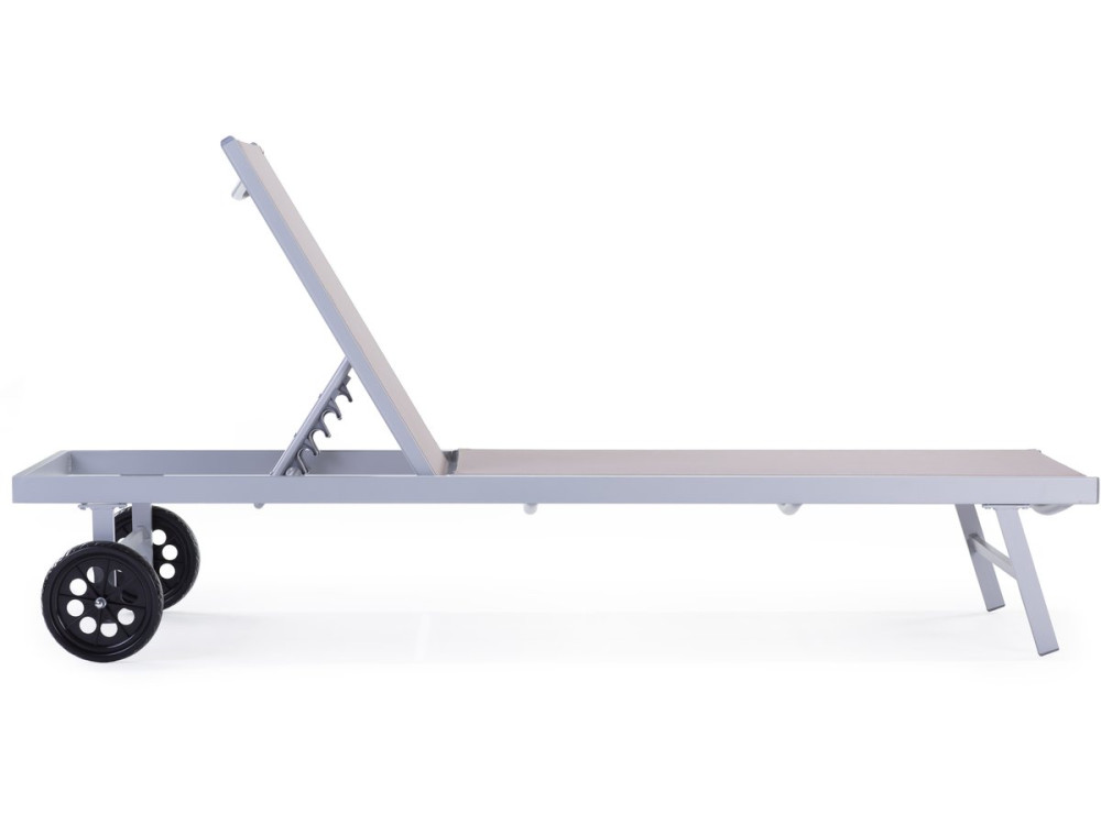 Bain de soleil Alu / Textilene "Bella" avec roues - Taupe