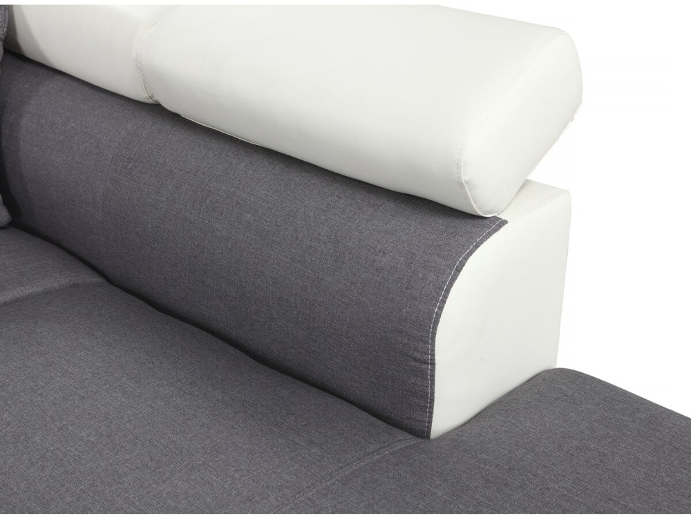 Canapé d'angle convertible "Sophia luxe" - 265 x 190.5 x 80/91 cm - Blanc / Gris - 5 places - Angle gauche